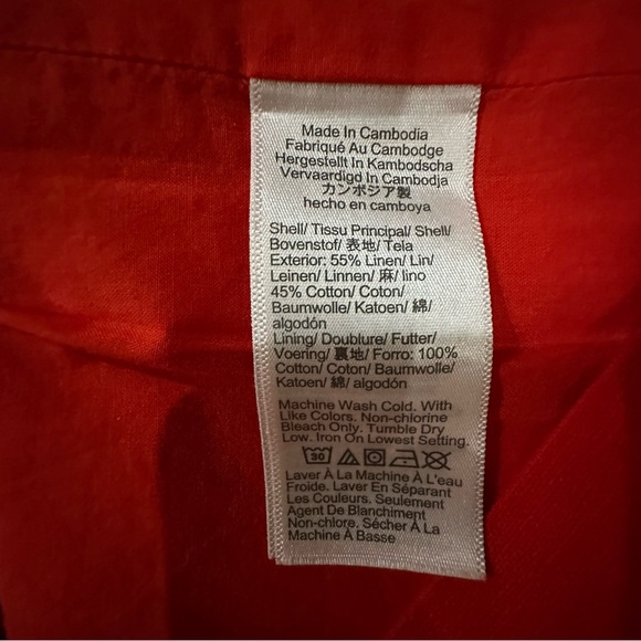 J. Crew Red Button Front Linen Mini Dress Old Money Nautical Preppy Summer - Picture 10 of 12